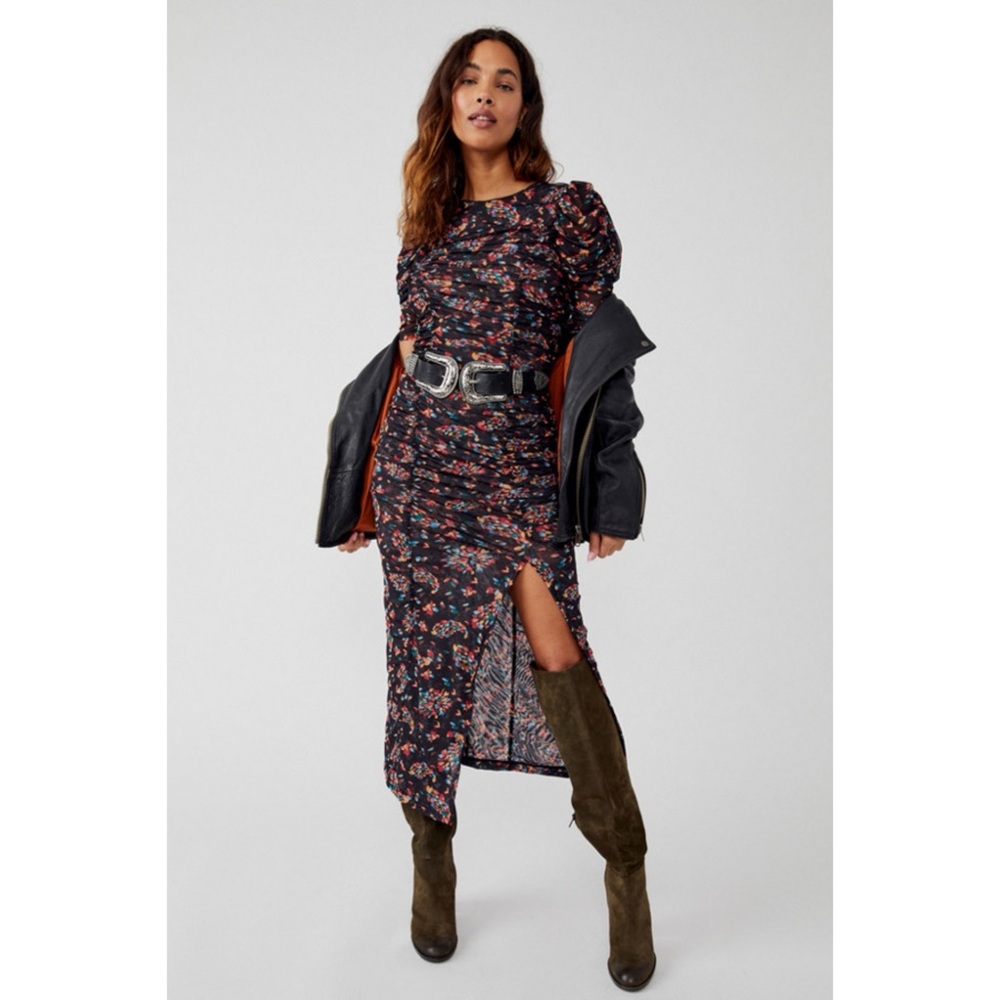 NWT Free People Briella Midi Dress in Twilight Combo - Size XS